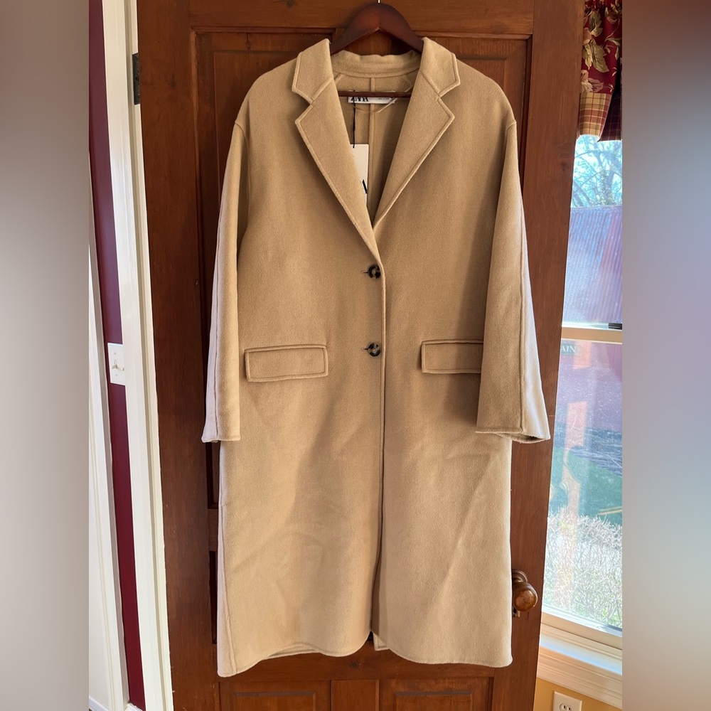 Zara double faced taupe coat brand new with tags